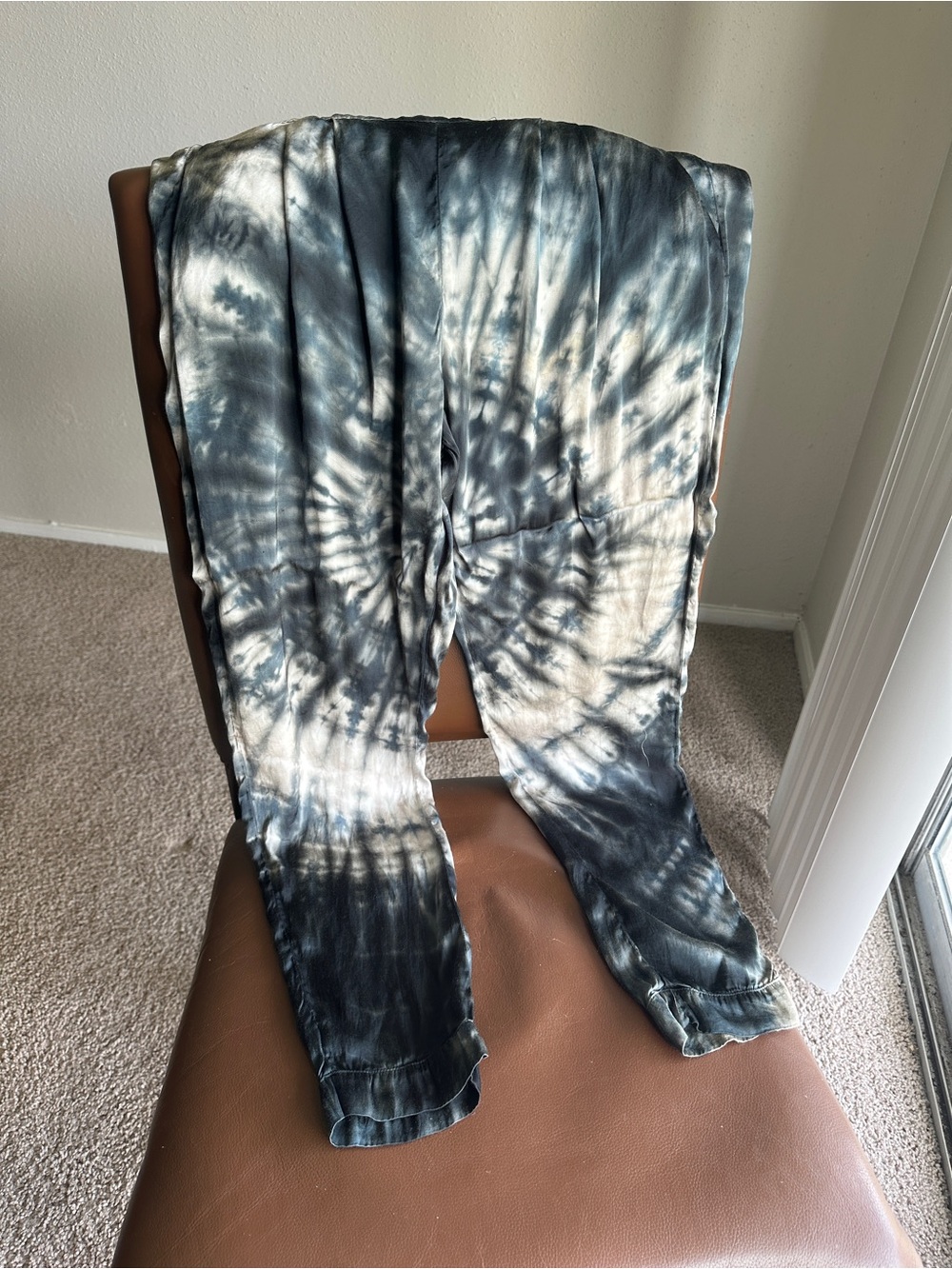 Enza Costa Tie-Dye Blue & Cream Lounge Pants